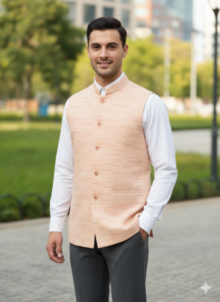 Khadi Modi Jackets Lite Orange Colour