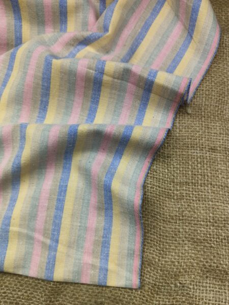 Handspun & Handwoven Natural Cotton Multi colour Stripe Fabric