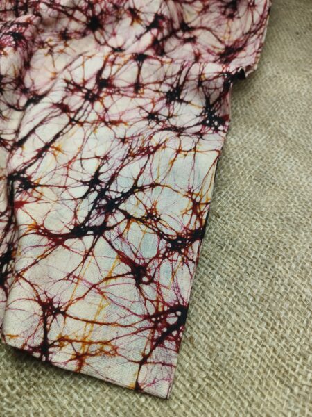 RED COFFEE COTTON HAND BATIK PRINT FABRIC 08
