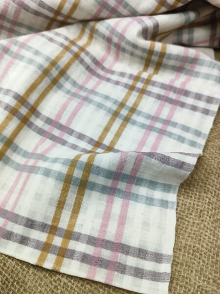 Handwoven Cotton Multi Colour Self Check Fabric