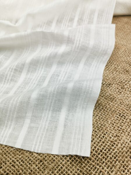 Handwoven White Self-Check Cotton Fabric SLF-STP-4