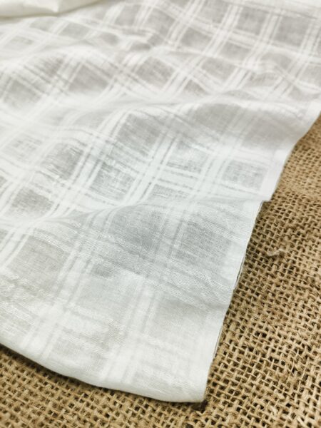 Handwoven White Self-Check Cotton Fabric SLF-CHK-11
