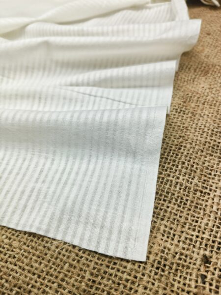 Handwoven White Self-Check Cotton Fabric SLF-STP-5