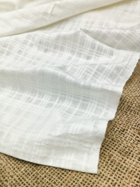 Handwoven White Self-Check Cotton Fabric SLF-CHK-7
